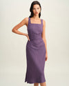 Purple Square Neck Slip Midi Dress - Threadford