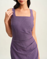 Purple Square Neck Slip Midi Dress - Threadford