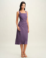 Purple Square Neck Slip Midi Dress - Threadford