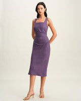 Purple Square Neck Slip Midi Dress - Threadford