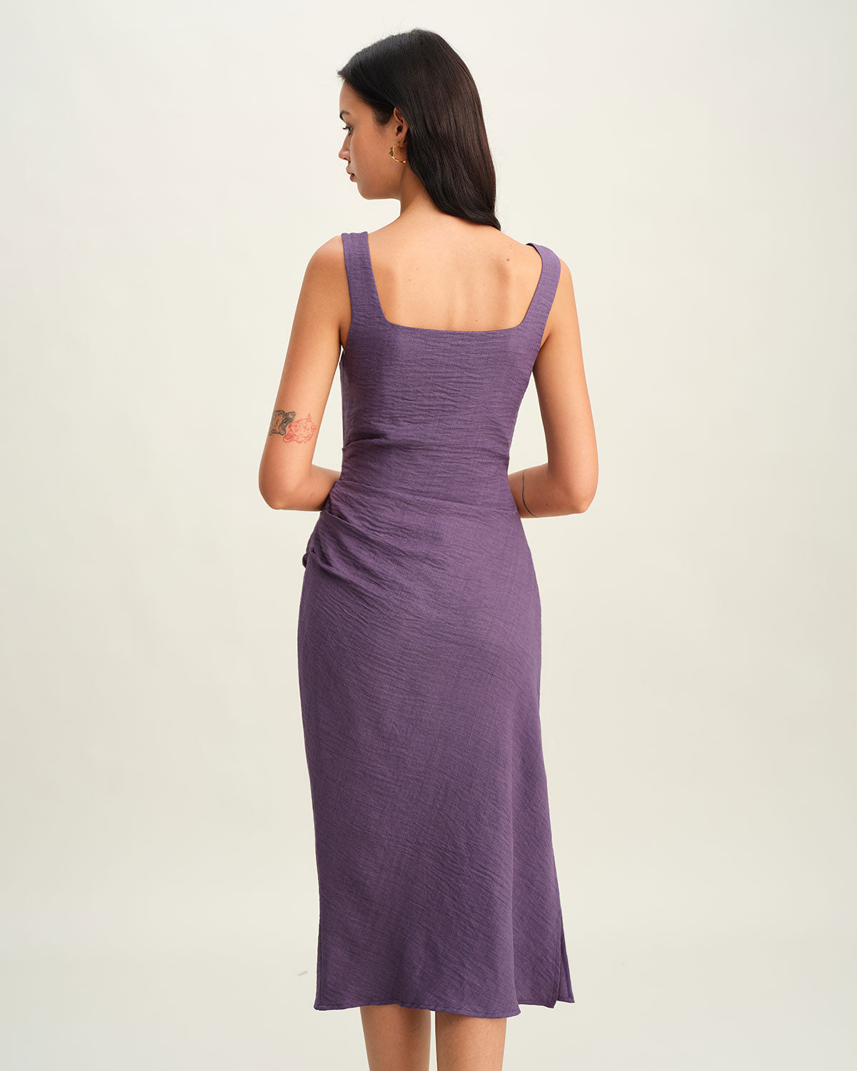 Purple Square Neck Slip Midi Dress - Threadford