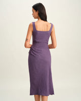 Purple Square Neck Slip Midi Dress - Threadford