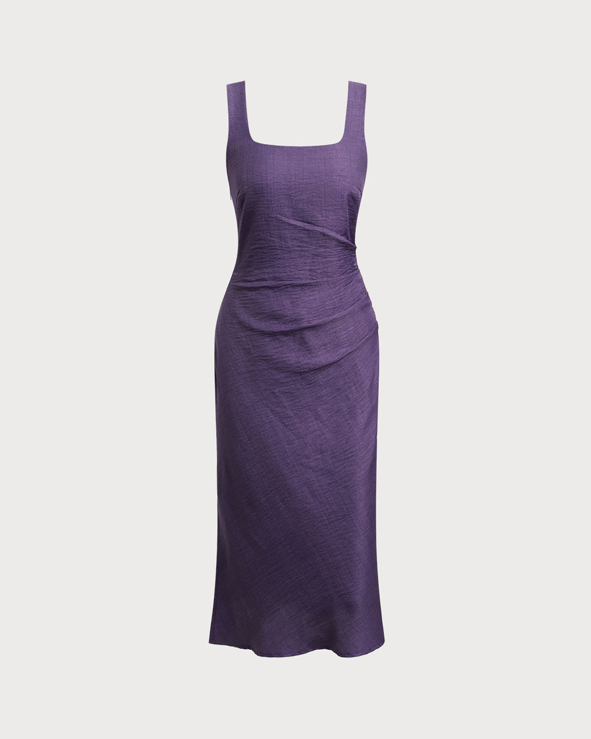 Purple Square Neck Slip Midi Dress - Threadford