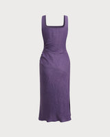 Purple Square Neck Slip Midi Dress - Threadford