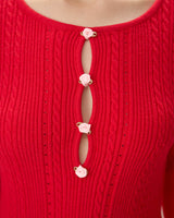 Red Cut-Out Bodycon Sweater Dress - Threadford