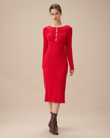Red Cut-Out Bodycon Sweater Dress - Threadford
