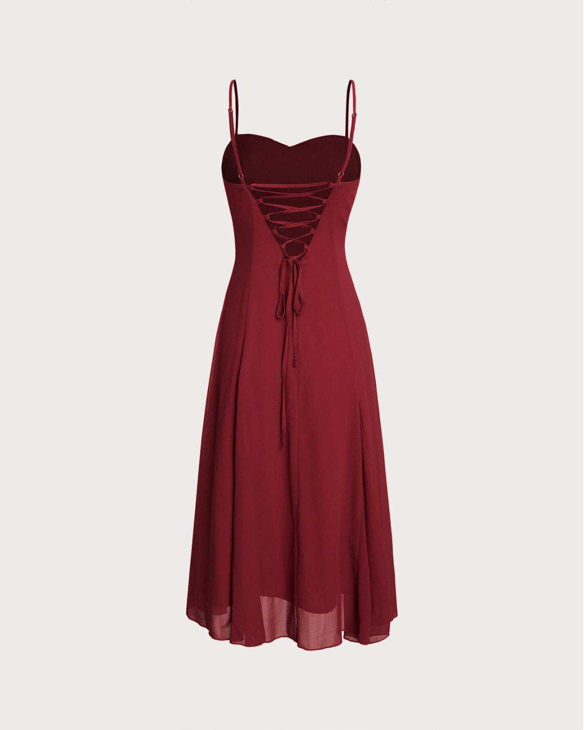 Red A-Line Corset Slip Midi Dress - Threadford