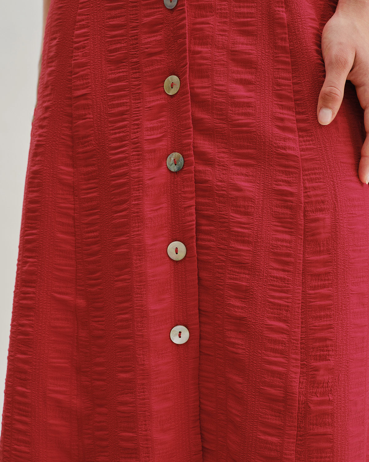 Red Belted A-Line Midi Dress - Threadford