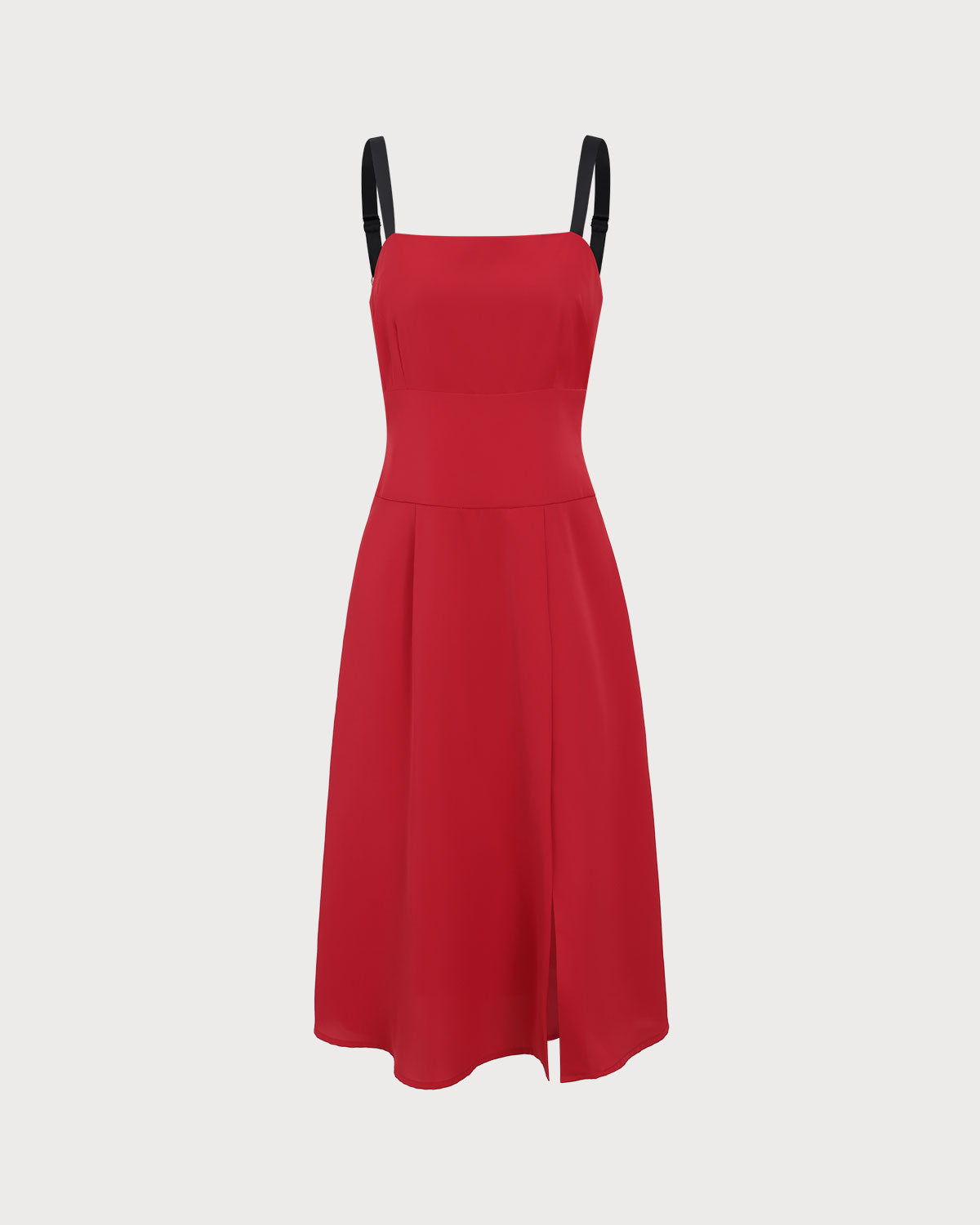 Red Contrast Slit Slip Midi Dress - Threadford