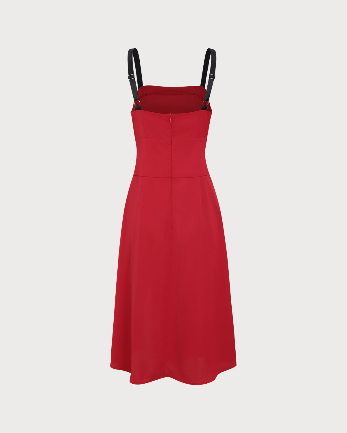 Red Contrast Slit Slip Midi Dress - Threadford