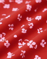 Red Floral Sweetheart Neck Cap Sleeve Midi Dress - Threadford