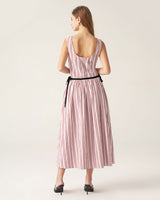 Red Plaid Boat Neck Midi Dress - Threadford