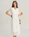 White See Through Button Midi Dress - Threadford