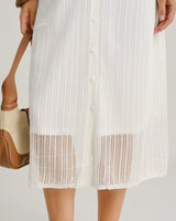 White See Through Button Midi Dress - Threadford