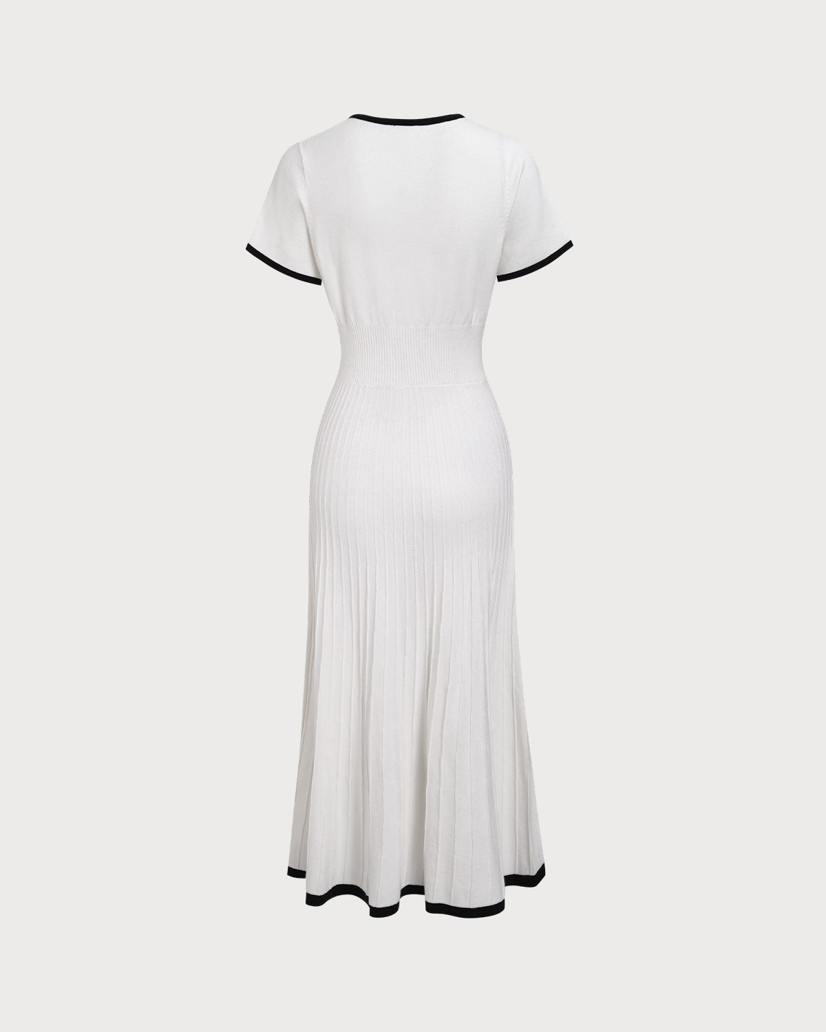 Women's White Contrasting Sweater Midi Dress - Threadford