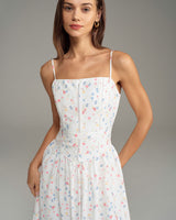 White Floral Slip Midi Dress - Threadford