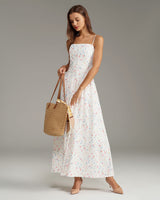 White Floral Slip Midi Dress - Threadford