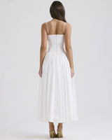 White Pleated Slip Midi Dress - Threadford
