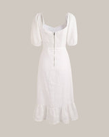 Puff Sleeve Split Hem Midi Dress - Threadford