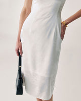 White Beaded Strap Slip Midi Dress - Threadford