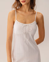 White Bodycon Slit Slip Midi Dress - Threadford