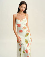 White Floral Slip Midi Dress - Threadford