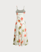 White Floral Slip Midi Dress - Threadford