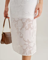 White Lace Boat Neck Midi Dress - Threadford