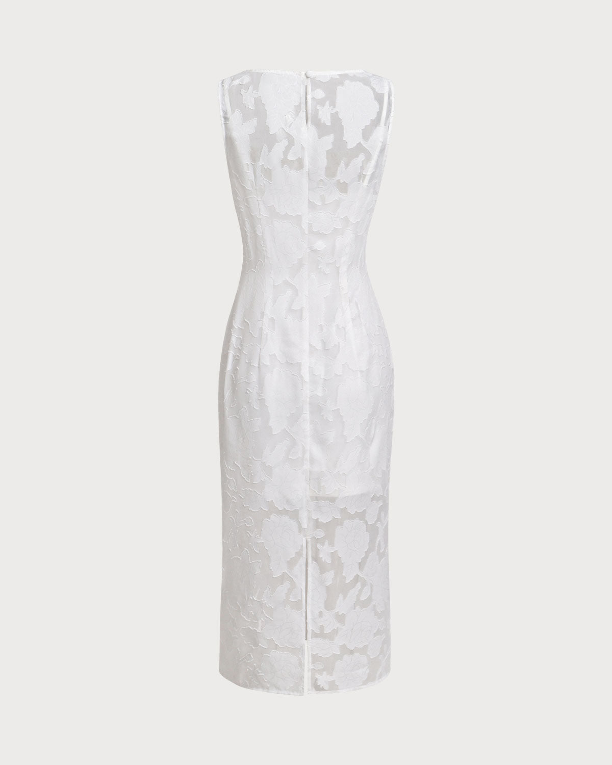 White Lace Boat Neck Midi Dress - Threadford