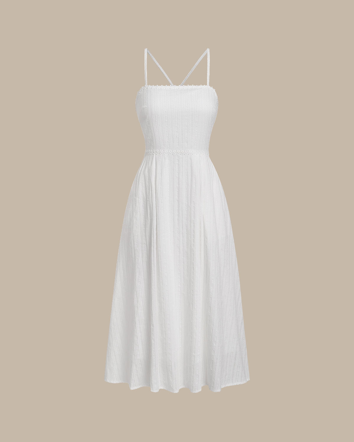White Pocket A-Line Slip Midi Dress - Threadford