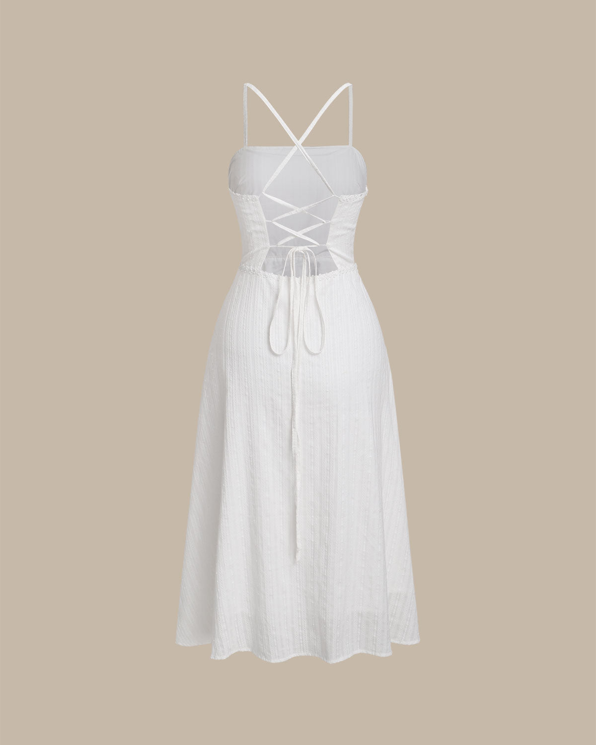 White Pocket A-Line Slip Midi Dress - Threadford