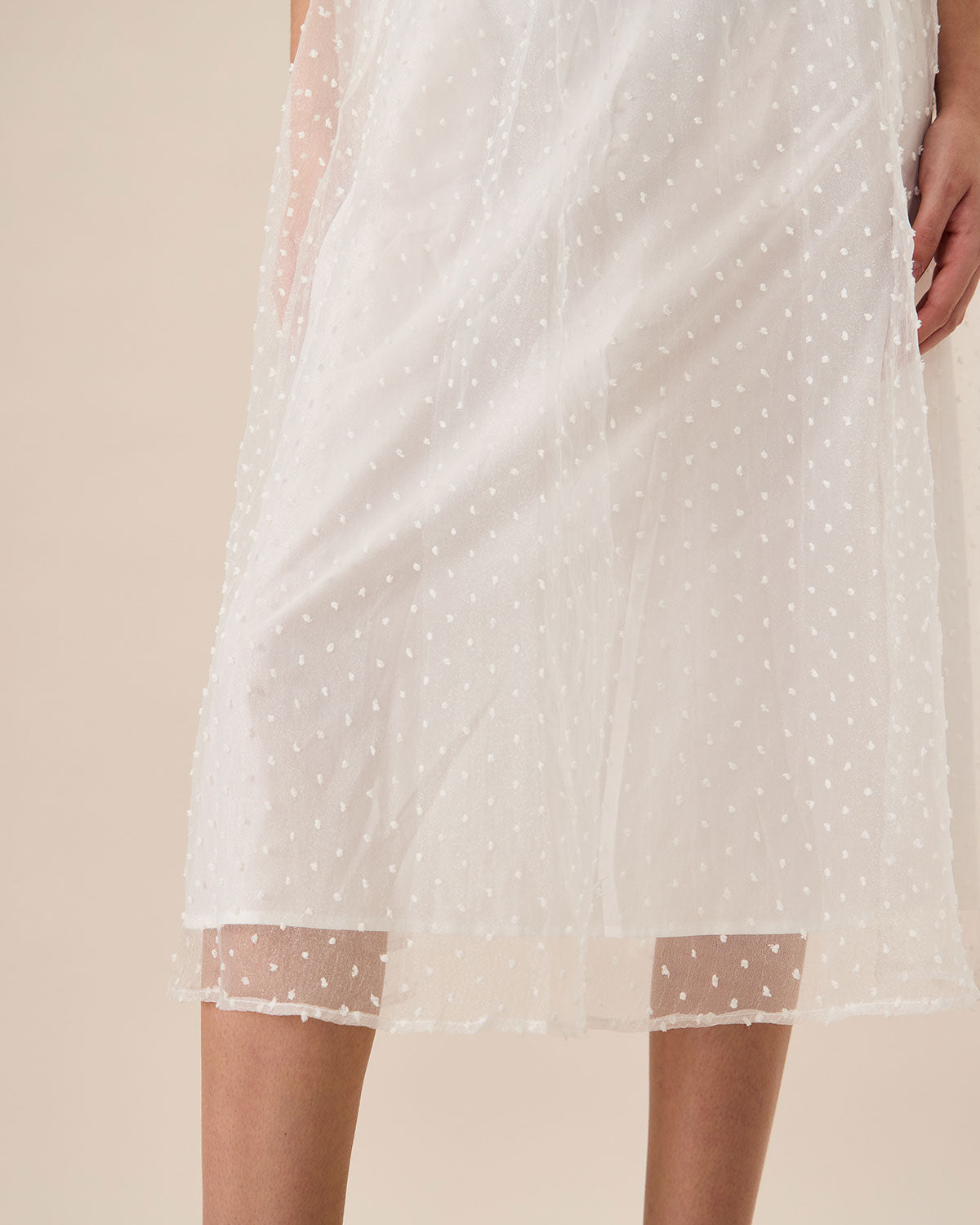 Women's White See-Through Splicing Midi Dress - Threadford