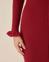 Red Bodycon Bell Sleeve Sweater Dress - Threadford