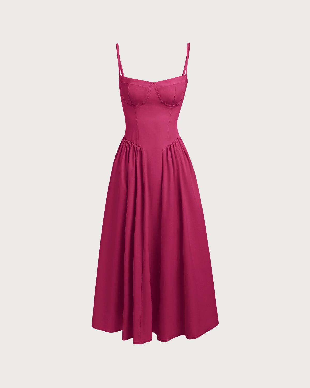 Wine Red Square Neck Pocket Slip Midi Dress - Threadford
