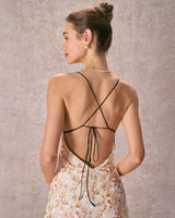 The Yellow Asymmetric Hem Floral Midi Dress - Threadford