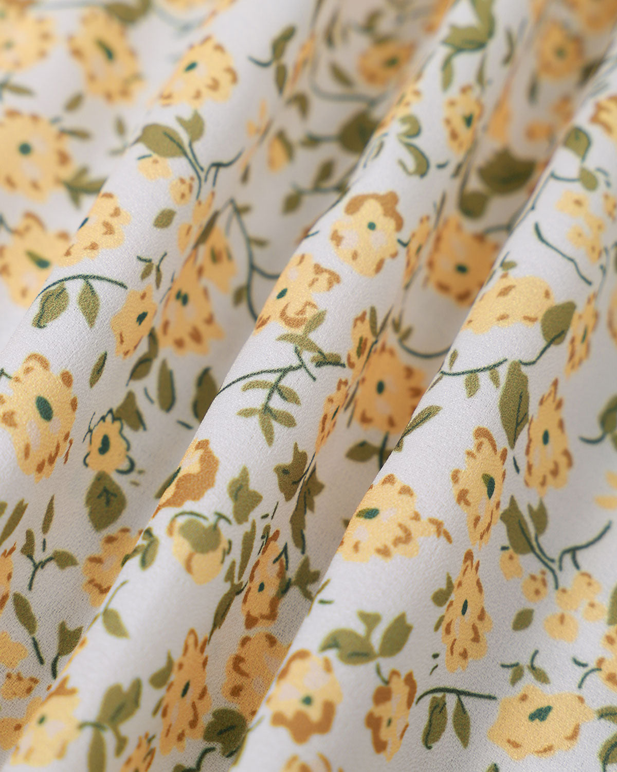 The Yellow Round Neck Floral Midi Dress - Threadford