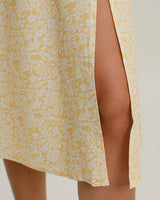 Yellow Floral Backless Slip Midi Dress - Threadford