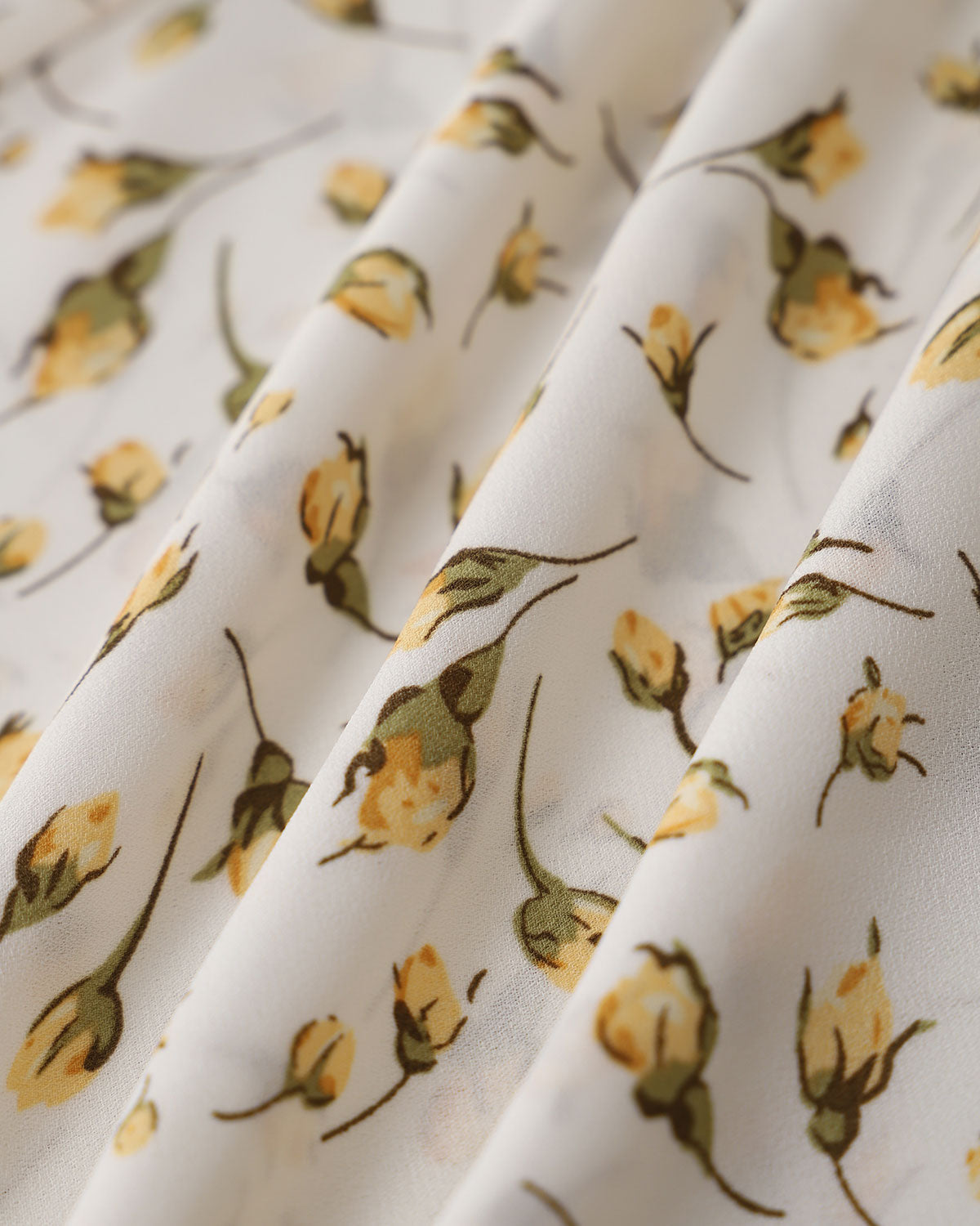 Yellow Floral Square Neck Shirred Midi Dress - Threadford