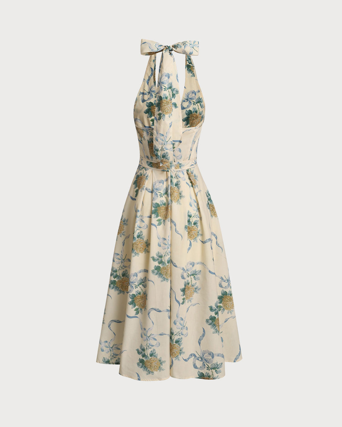 Yellow Floral Strapless Midi Dress - Threadford