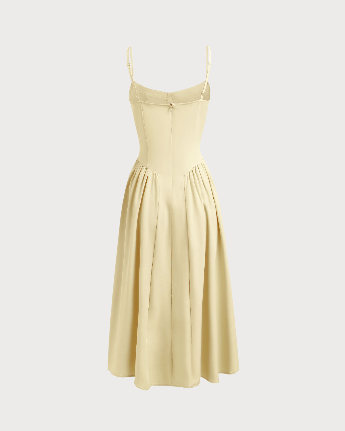 Yellow Square Neck Pocket Slip Midi Dress - Threadford