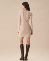 Apricot V-Neck Bodycon Sweater Dress - Threadford