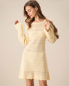 Women's Apricot Cutout Knitted Sweater Dress - Threadford
