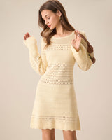 Women's Apricot Cutout Knitted Sweater Dress - Threadford