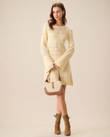 Women's Apricot Cutout Knitted Sweater Dress - Threadford