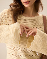 Women's Apricot Cutout Knitted Sweater Dress - Threadford