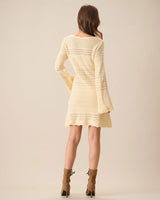 Women's Apricot Cutout Knitted Sweater Dress - Threadford