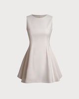 Apricot Round Neck Sleeveless Mini Dress - Threadford