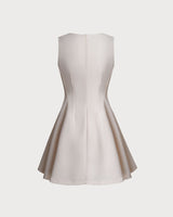 Apricot Round Neck Sleeveless Mini Dress - Threadford