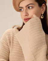 Beige Drop Shoulder Sweater Mini Dress - Threadford