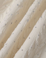 The Beige Boat Neck Textured Mini Dress - Threadford